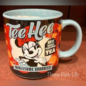 Disney Parks Minnie Mouse Tea Tee-Hee Branded Ceramic 17oz Coffee Mug NEW